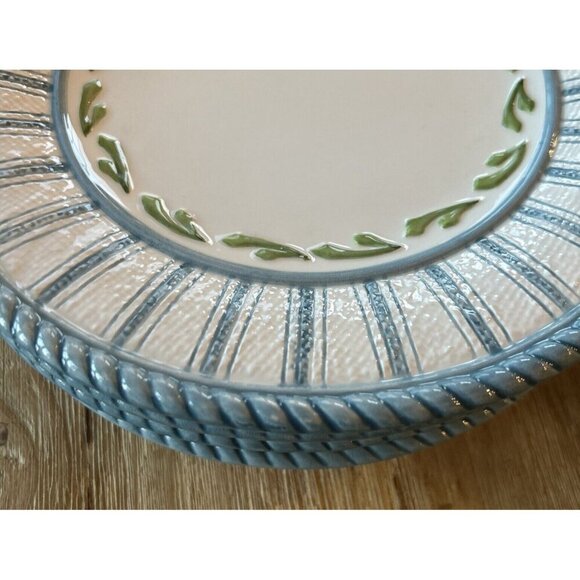 Fitz and Floyd Classics Seaboard Blue White Nautical Set of 4 Salad Plates - Picture 2 of 4